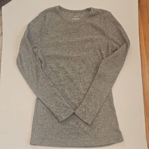 ClimateRight by Cuddl Duds Gray Ribbed Top Womens Medium